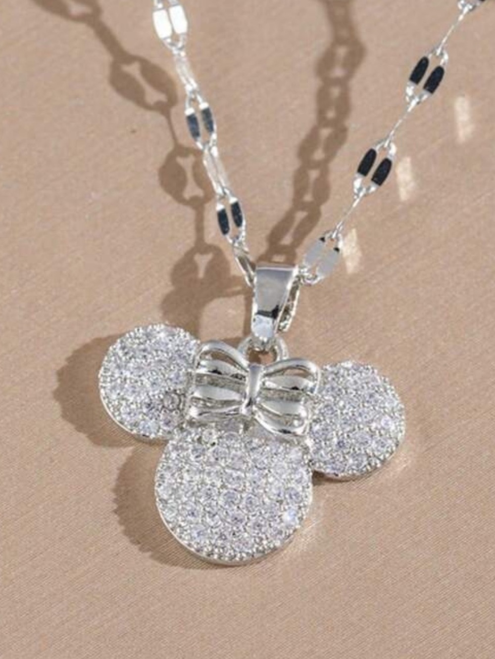 Disney Silver Minnie Mouse Pavé Pendant Necklace - NWT - Picture 4 of 4